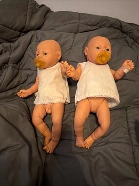 16” Vintage Anatomically Correct Twins Baby Boy And Baby Girl
